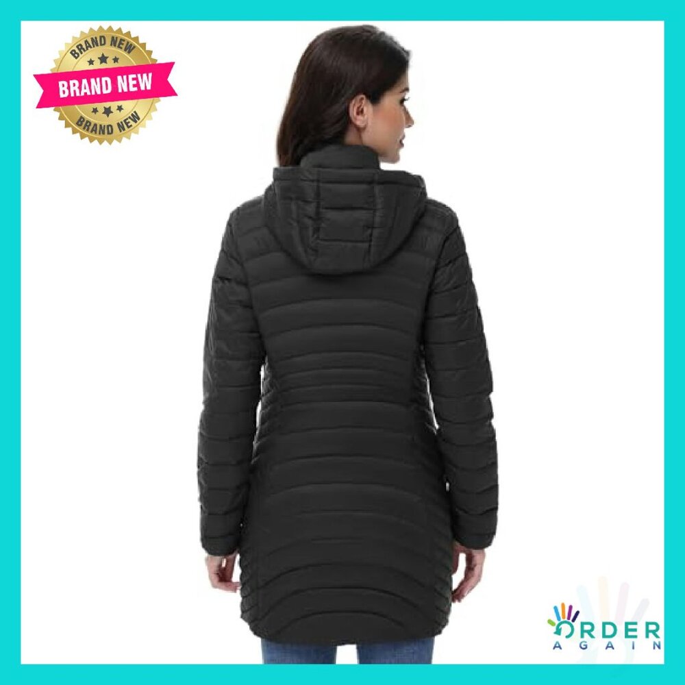 Mid-Length Packable Puffer Jacket Lightweight Hoo… - image 4